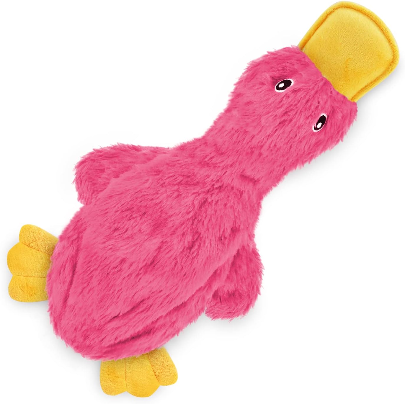 Furzora Pinky Duck Dog Toy, Stuffing Free Squeaky Crinkle Plush Toy for Small, Medium and Large Dogs, Interactive Toy for Fetch, Toss and Play
