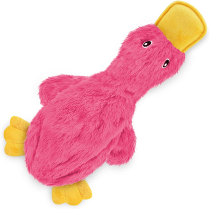 Furzora Pinky Duck Dog Toy, Stuffing Free Squeaky Crinkle Plush Toy for Small, Medium and Large Dogs, Interactive Toy for Fetch, Toss and Play